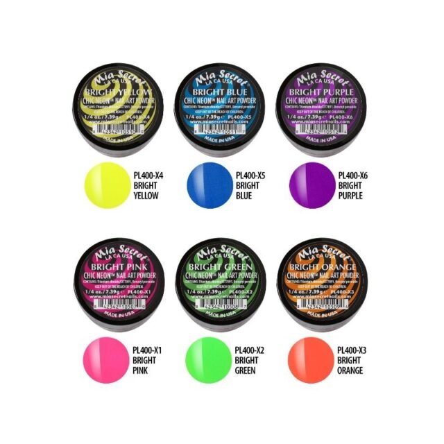 Chic Neon Acrylic Powder 6 Pcs Mix Collection - Mia Secret