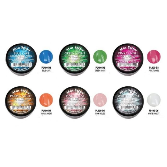 coleccion-glow-in-the-dark Glow in the Dark Colored Acrylic Powder Collection 6 Pcs - Mia Secret