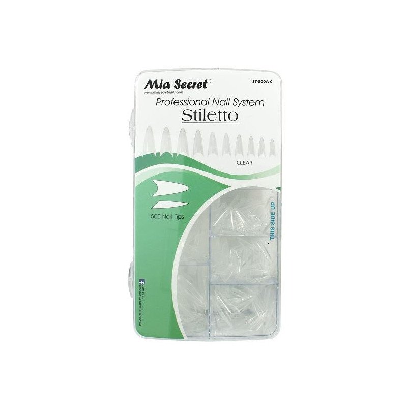 Tips Stiletto Transparente x 500 - Mia Secret